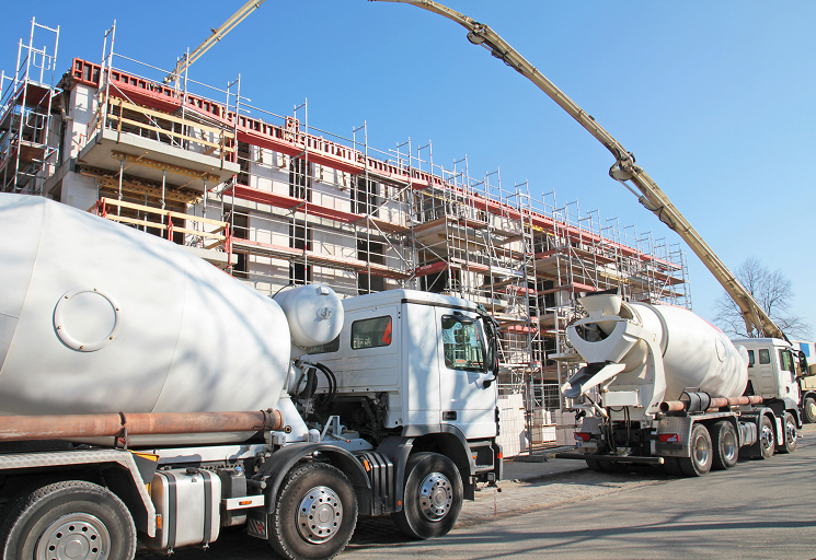 trucks on a construction site