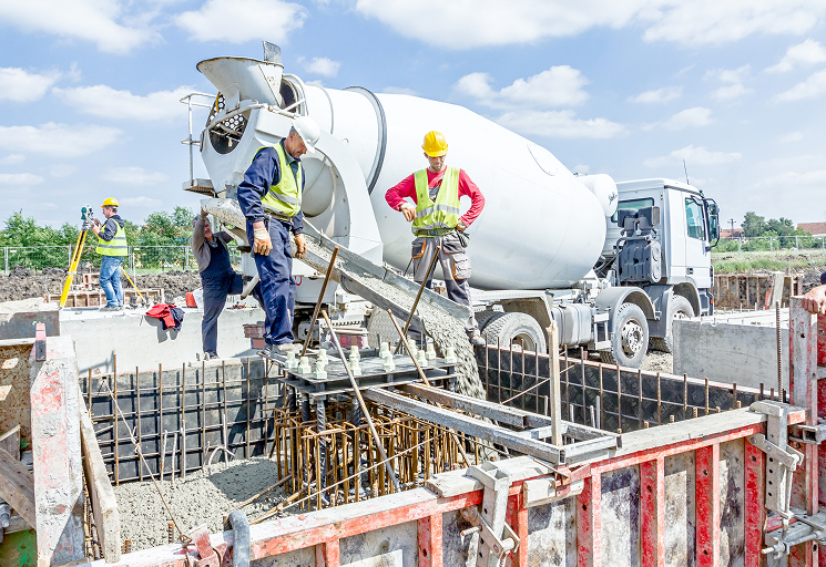 trucks on a construction site